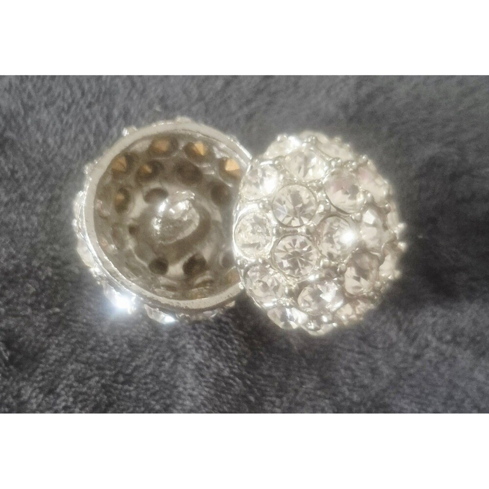Vintage 1" Rhinestone Large Dome Shank Buttons Pair Gold Foiled Back  Set of 2